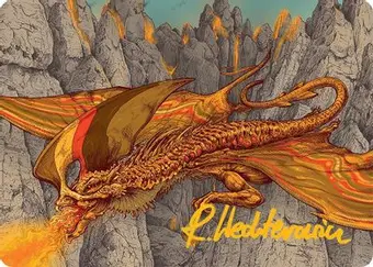 Magmatic Hellkite Art Card (34/54) (Gold-Stamped Signature)